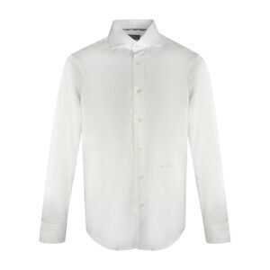 Aquascutum Mens Embroidered Logo Long-Sleeved Shirt / White